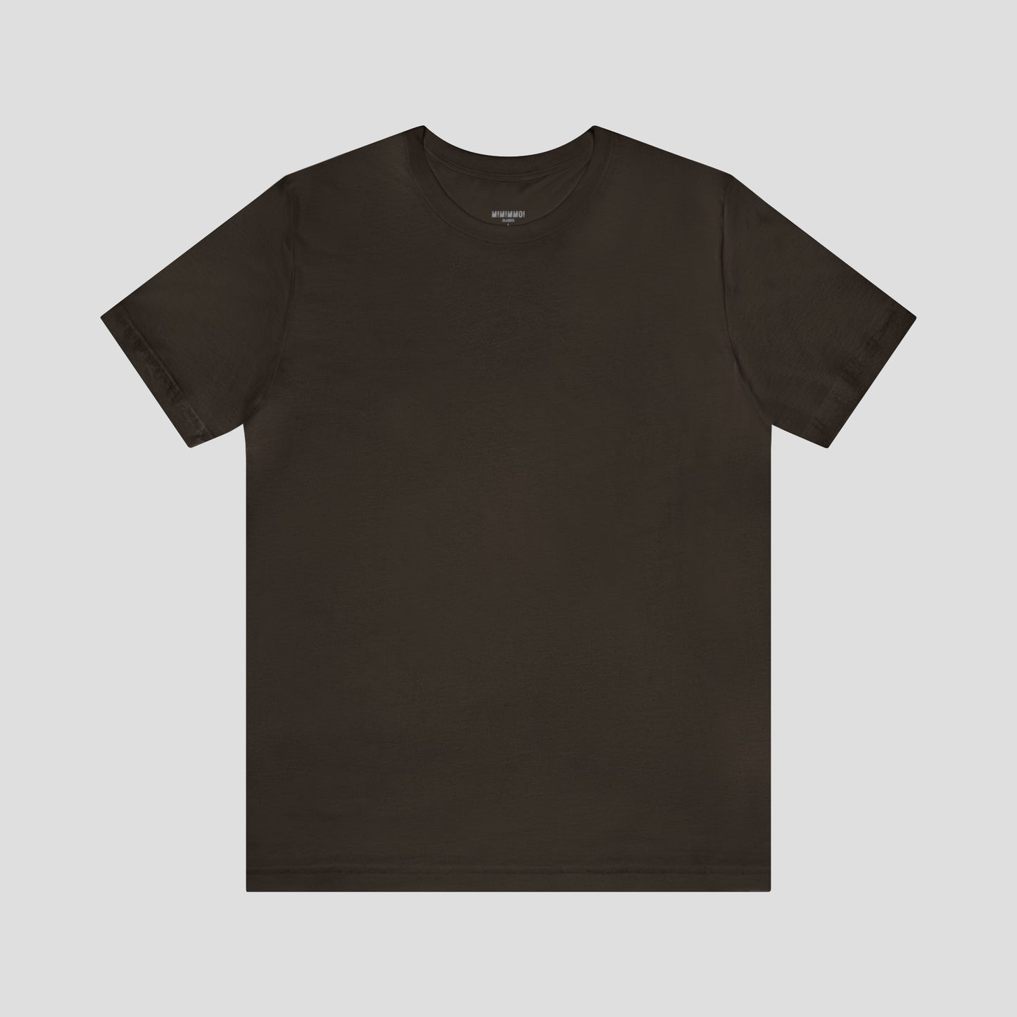 Dark chocolate t-shirt against white background.