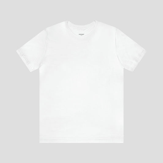 Solid white t-shirt with no image or text, against a gray background.